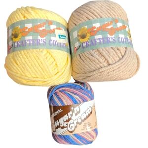 Lily Sugar 'N Cream Discontinued VTG Cotton Yarn Assorted Size Color Lot of 3